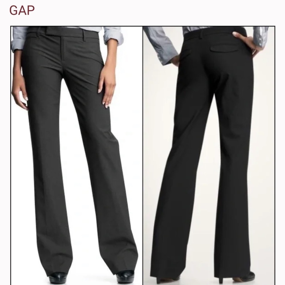 GAP Modern Boot Dress Pants Charcoal, Dual Slit Pockets.